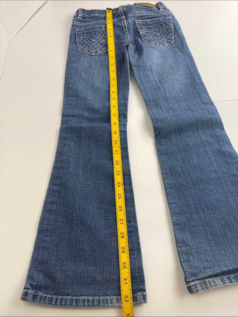 Levi's Girls Size 8 Bell Bottom Jeans Medium Wash Adjustable Waist Flare Denim - Picture 6 of 11